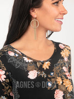 Agnes & Dora™ Muse Top Long Sleeve Black Floral