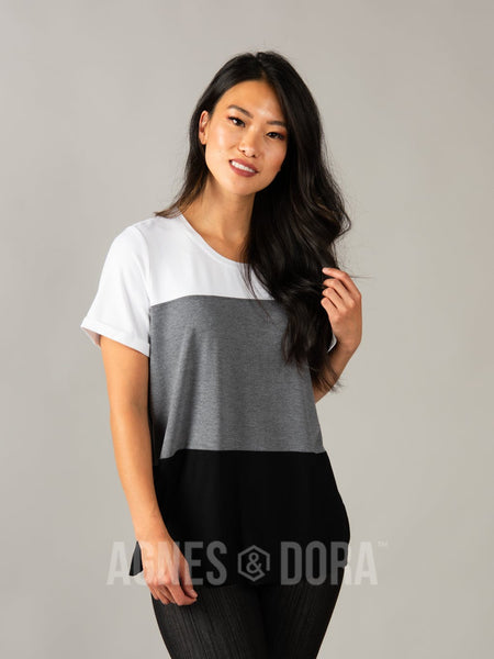 Agnes & Dora™ Colorblock Tee White/Grey/Black