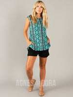 Agnes & Dora™ Essential Hi-Lo Tunic Teal Boho