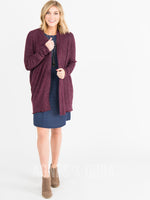 Agnes & Dora™ Open Front Thumbhole Cardi Raisin/White