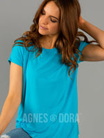 Agnes & Dora™ Cut Out Neckline Tee Scuba Blue