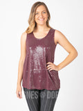 Agnes & Dora™ Essential Tank Sequin Wine