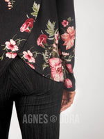 Agnes & Dora™ Cross Over Sweater Charcoal Floral