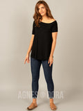 Agnes & Dora™ Off the Shoulder Everyday Tee Black