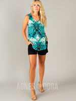 Agnes & Dora™ Essential Tank Aqua Boho Tie Dye