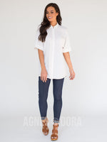 Agnes & Dora™ Dolman Top Button Down White