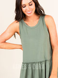 Agnes & Dora™ Relaxed Ruffle Tank DK Sage