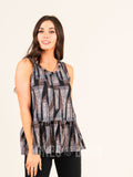 Agnes & Dora™ Relaxed Ruffle Tank Black/Mauve