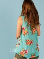 Agnes & Dora™ Essential Tank Aqua/Mauve/Orange Floral