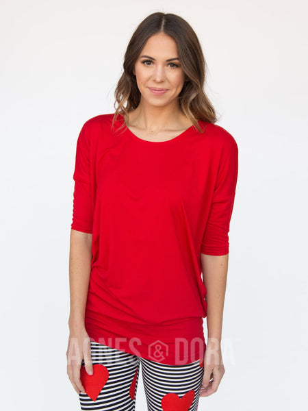 Agnes & Dora™ Dolman Tunic Modal Lipstick Red