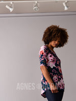 Agnes & Dora™ Essential Hi-Lo Tunic Teal/Pink/Rust Floral