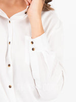 Agnes & Dora™ Button Down Tie Front Long Sleeve White