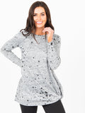 Agnes & Dora™ Side Knot Tunic Hacci Heathery Grey/Black Stars