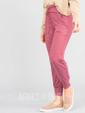 Agnes & Dora™ Classic Jogger Wine/Ivory Mini Stripe