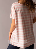 Agnes & Dora™ Boat Neck Tee Pink Stripe