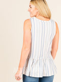 Agnes & Dora™ Relaxed Ruffle Tank Blue/Grey/Blush Stripe