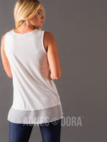 Agnes & Dora™ Chiffon Ruffle Tank Ivory