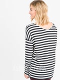 Agnes & Dora™ Urban Pullover Double V-Neck Ivory/Black Stripe