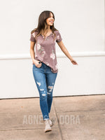 Agnes & Dora™ Everyday Tee Burgundy Floral