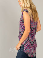 Agnes & Dora™ Essential Hi-Lo Tunic Pink Boho Chevron