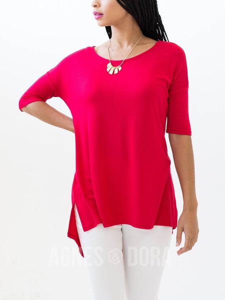 Agnes & Dora™ Hi-Lo Tee Dark Red