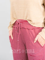 Agnes & Dora™ Classic Jogger Wine/Ivory Mini Stripe