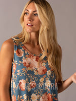 Agnes & Dora™ Relaxed Ruffle Tank Denim/Blush Floral