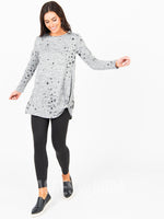 Agnes & Dora™ Side Knot Tunic Hacci Heathery Grey/Black Stars