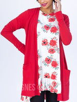 Agnes & Dora™ Essential Cardigan Red Solid