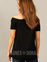 Agnes & Dora™ Off the Shoulder Everyday Tee Black