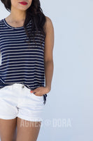 Agnes & Dora™ Everyday Tank Blue With Ivory Stripe