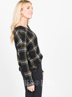 Agnes & Dora™ Urban Pullover V-Neck Black/Mustard Plaid