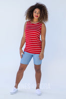 Agnes & Dora™ Everyday Tank In Red With Ivory Stripe