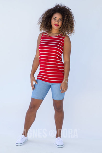 Agnes & Dora™ Everyday Tank In Red With Ivory Stripe