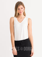 Agnes & Dora™ Fitted Tank V-Neck Ivory