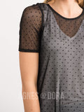 Agnes & Dora™ Fitted Tee Black Polka Dot Mesh