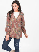 Agnes & Dora™ Blouson Essential Cardigan Rust Floral