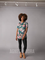 Agnes & Dora™ Side Knot Tunic Jade/Coral Floral