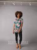 Agnes & Dora™ Side Knot Tunic Jade/Coral Floral