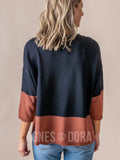 Agnes & Dora™ Boxy Sweater 3/4 Sleeve Black and Sienna