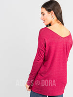 Agnes & Dora™ Urban Pullover Double V-Neck Burgundy 2Toned