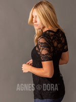 Agnes & Dora™ Fitted Tee Black Lace