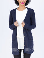 Agnes & Dora™ Essential Cardigan Blue Night Solid