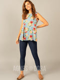 Agnes & Dora™ Crossover Tank Chambray Stripe Floral