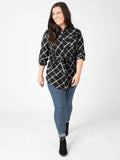 Agnes & Dora™ Flannel Tunic Windowpane - Black/Ivory