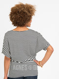 Agnes & Dora™ Dolman Tunic Short Sleeve Black and Ivory Stripe