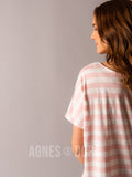 Agnes & Dora™ Boat Neck Tee Pink Stripe