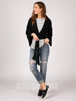 Agnes & Dora™ Kimono Tie Top Black