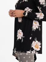 Agnes & Dora™ Asymmetrical Tunic Baby Suede Black Yellow Floral