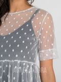 Agnes & Dora™ Short Mesh Easy Dress White Dot